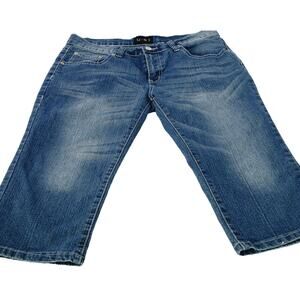 U-51 Shorts Womens 11/12 Blue Denim Y2K Bermuda Bottoms Casual School/Work Retro